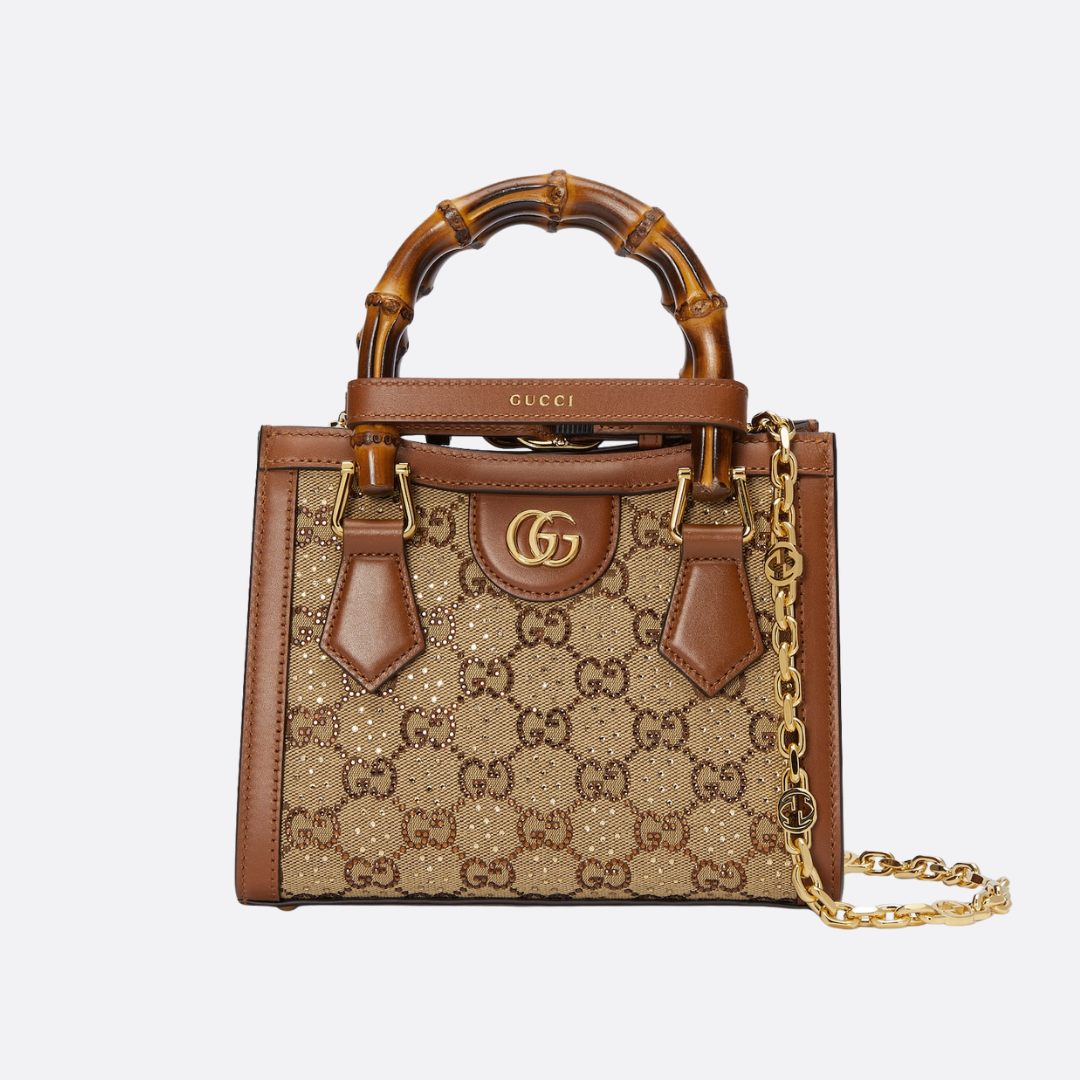 GUCCI DIANA KLEINE TOTE-TASCHE MIT KRISTALLEN
