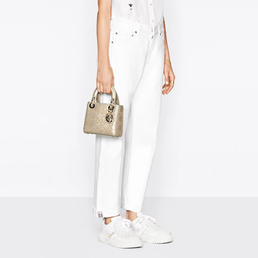 MINI LADY DIOR MIT PERLENSTICKEREI